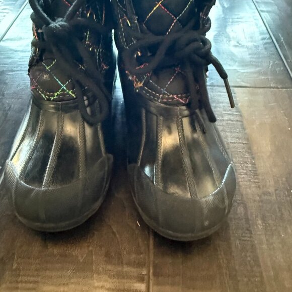Sperry Port Lace Up Duck Boots Rainbow/Black - Toddler Size 11M - Picture 5 of 8